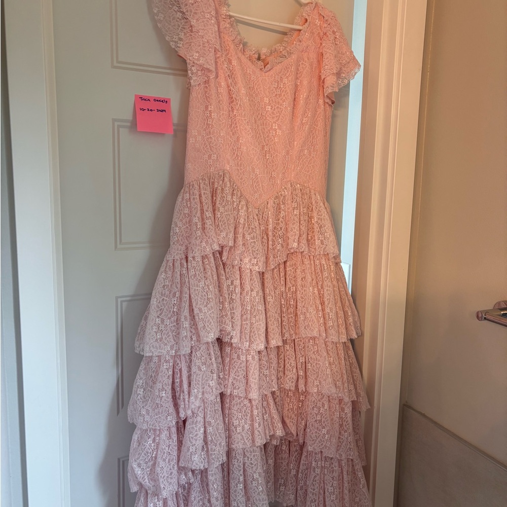 JessaKae Blush Lace Ruffle Dress
